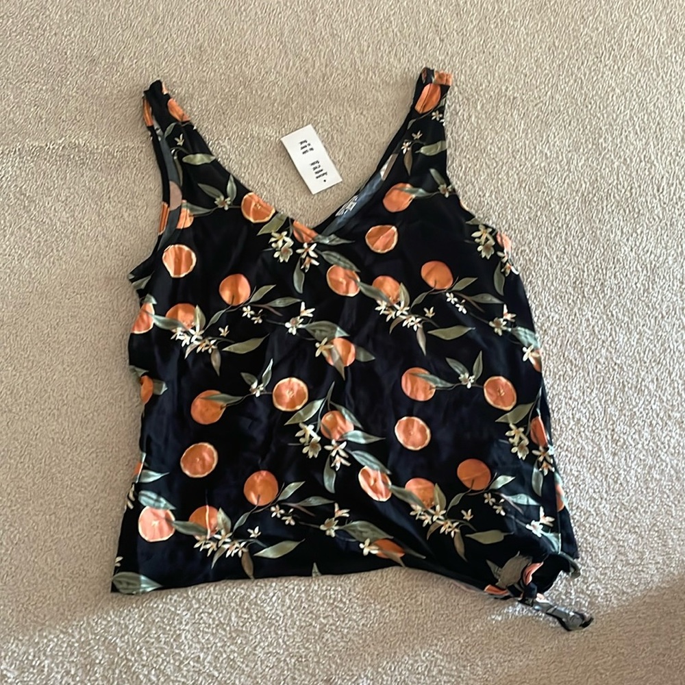 Bootlegger kismet orange print knot tank